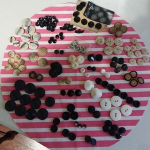 Vintage Buttons, One Lot of Over 100 Pieces, Different Sizes, Neutral Colors